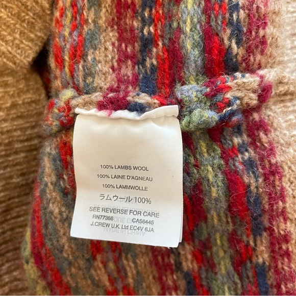 J. Crew Fair Isle Lambswool Crewneck Sweater Honey Beige Medium - Picture 8 of 8